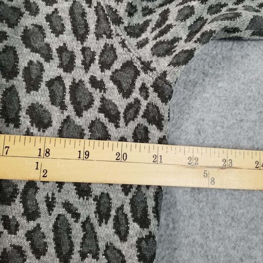 Cathy Daniels Cardigan Womens Medium M Gray Animal Print Metallic Knit Button Up - Picture 9 of 9